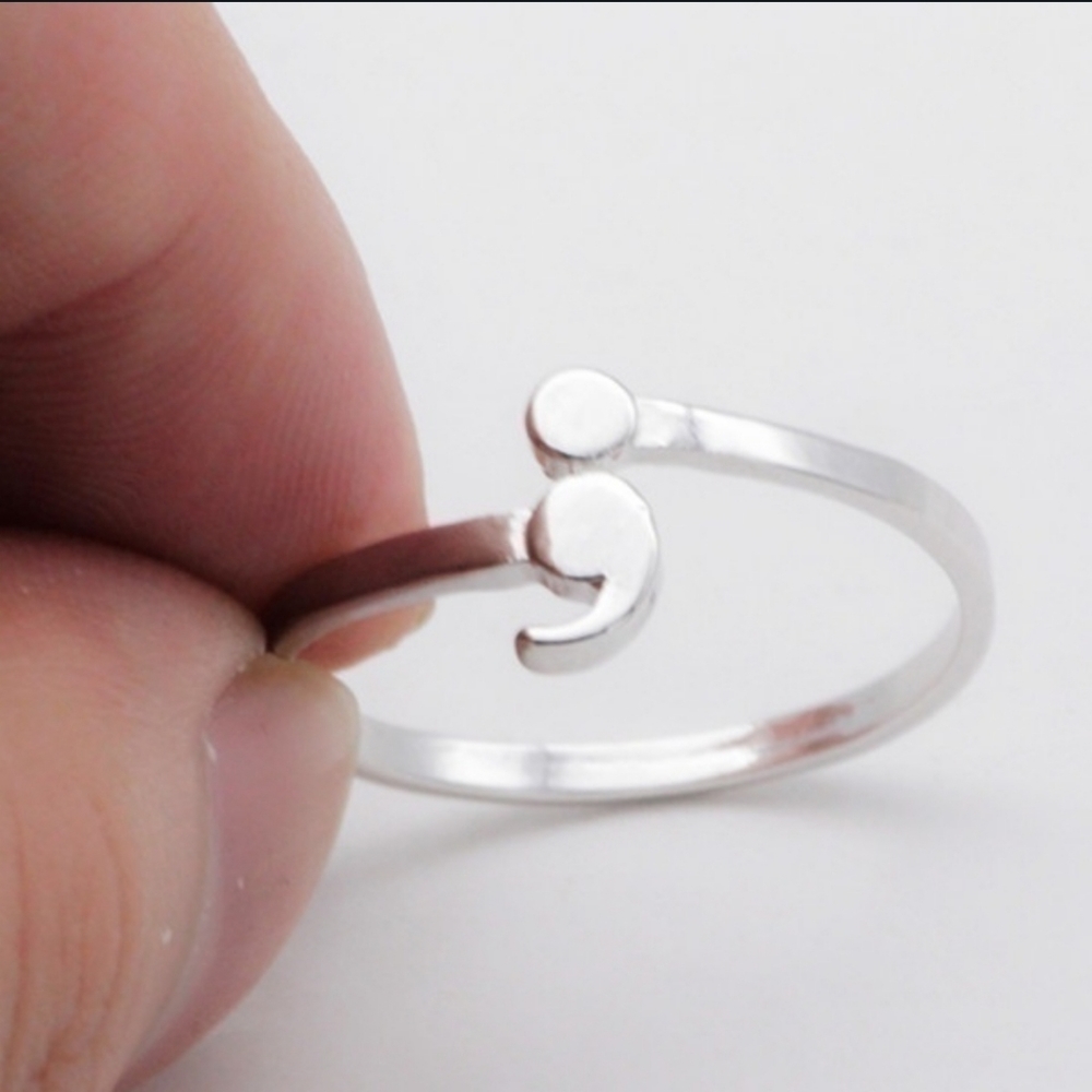 Semicolon Silver Stainless Steel Ring